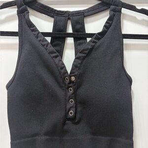 Yogalicious Black Ribbed Crop Top/Sports Bra. Size Medium